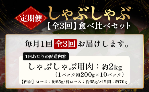 【定期便全3回】鹿児島県産 ひかり麦豚 しゃぶしゃぶ 食べ比べセット ≪合計約6kg≫ （200g×30パック） トレーなし 冷凍 HM-16 | 肉 お肉 にく 豚肉 ロース 肩ロース バラ肉 スライス 冷凍 真空冷凍 産地直送 新鮮 小分け 甘み 産地直送 鹿児島県 南大隅町 ひかり麦豚直売所