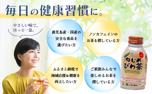 【 定期便 全6回 】 ねじめびわ茶 ボトル缶 12ケース ≪ 1回あたり48本 (24本入り×2箱) ≫ 2か月おきにお届け