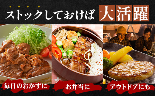 鹿児島県産 黒豚バラエティ詰合せ Bセット（ロース味噌漬け・生姜焼き・ハンバーグ）味付き 冷凍  NS-11❘ 加工肉 肉 お肉 豚肉 豚 にく ぶた かごしま黒豚 ロース肉 みそ漬け しょうが焼き ハンバーグ おかず ジューシー 小分け ギフト おかず お弁当 国産 鹿児島県 南大隅町 南州農場
