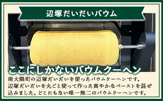 素材にこだわった南大隅町の手作りスイーツ　バウムクーヘン 2個セット ( プレーン ・ 辺塚だいだい)