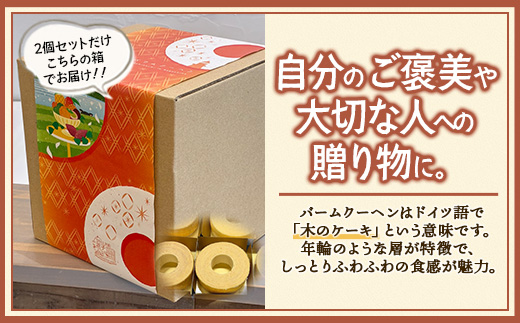 素材にこだわった南大隅町の手作りスイーツ　バウムクーヘン 2個セット ( プレーン ・ たんかん )