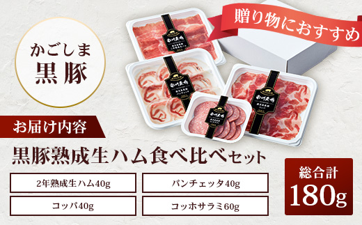 南州農場 黒豚熟成生ハム 4種食べ比べ セット 冷蔵  NS-9 | 国産 肉 お肉 豚肉 豚 にく ぶた かごしま黒豚 生ハム 最高峰 熟成ハム コッパ パンチェッタ コッホサラミ スパイス サラミ 詰め合わせ 産地直送 ギフト プレゼント 贈り物 鹿児島県 南大隅町 南州農場