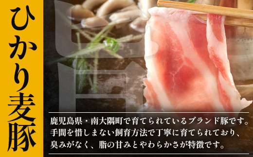 《先行受付～2026年1月中旬より順次発送～》【定期便全3回】ひかり麦豚定期便 ≪月替わりで楽しむ豚肉セット！しゃぶしゃぶ・ロース肉・焼肉セットをお届け！≫ 冷凍 HM-18 |肉 お肉 にく 豚肉 精肉 焼き肉 焼肉 やきにく バーベキュー ロース肉 肩ロース バラ肉 生姜焼き とんかつ しゃぶしゃぶ 真空冷凍 産地直送 小分け パック 手作り 鹿児島県 南大隅町 ひかり麦豚直売所