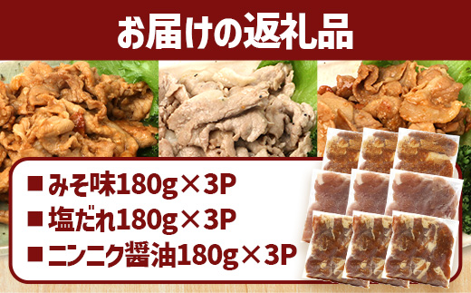 鹿児島県産 ひかり麦豚 味比べセット ≪味付け肉≫約1.6kg (約180g×9パック)みそ 塩だれ ニンニク醤油  トレーなし 冷凍 HM-4| 肉 お肉 にく 豚肉 味噌味 塩ダレ にんにく醤油 冷凍 解凍して焼くだけ 真空冷凍 産地直送 新鮮 小分け おかず 甘み 産地直送 鹿児島県 南大隅町 ひかり麦豚直売所