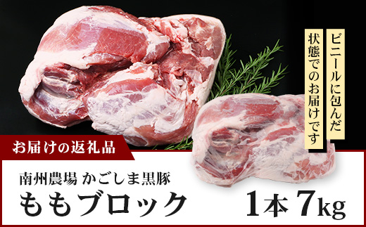 【南大隅町限定】かごしま黒豚 ももブロック（約7.0kg）NS-5 | 肉 豚肉 ぶた 豚 ブタ 黒豚 かごしま黒豚 もも肉 モモ肉 ももブロック 赤身 新鮮 産地直送 限定 大容量 鹿児島県 南大隅町 南洲農場
