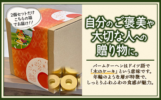 素材にこだわった南大隅町の手作りスイーツ　バウムクーヘン 2個セット ( プレーン ・ 辺塚だいだい)
