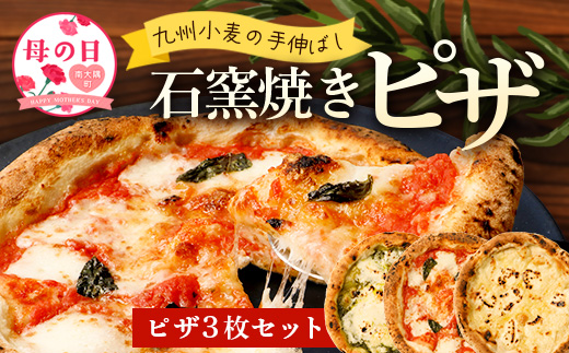 【母の日ギフト】厳選素材！九州小麦の手伸ばし石窯焼きピザ3枚 セット NP-005 | 自家製 ピザ ぴざ ピッツァ 直径23cm イタリアン チーズ エクストラバージンオイル 天然塩 自家製バジル 手作り 石窯ピザ 冷凍ピザ 食べ比べ 詰め合わせ パーティー 母の日 鹿児島県 南大隅町 ノリピッツァ NORI PIZZA
