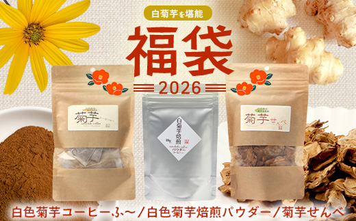 【福袋】白菊芋まるごと満喫３種セット SK-15-fb｜ コーヒー 菊芋 白色菊芋 コーヒー パウダー 菊芋せんべ ノンカフェイン 野菜茶 きくいも お茶 焙煎 ギフト グルメ 鹿児島県 南大隅町 島子農園 福袋