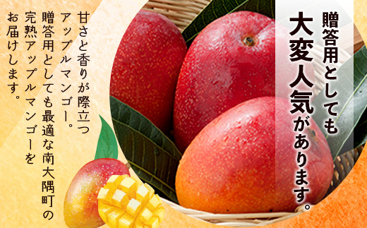 【先行予約】☆本土最南端☆佐多の果樹園で育てた 完熟アップルマンゴー 1kg (2～3玉) 【2026年7月上旬以降順次発送】 ST-407 ｜鹿児島県 南大隅町 産地直送 旬 マンゴー フルーツ 果物 くだもの アップル マンゴー 詰め合わせ 第一佐多果樹園