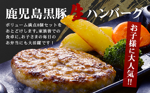 [冷凍 ]鹿児島県産 黒豚生ハンバーグセット（8個入）NS-12 ❘ 肉 お肉 豚肉 豚 にく ぶた かごしま黒豚 ハンバーグ おかず ジューシー 小分け ギフト おかず お弁当 国産 鹿児島県 南大隅町 南州農場