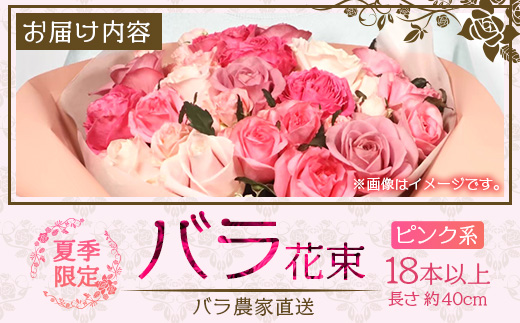 【先行予約・夏季限定 薔薇】ばら農家直送！バラ花束18本以上お届け(ピンク系)【ギフト対応可】│ローズ 新鮮 花 フラワー 花束 ばら 薔薇 バラ 誕生日 記念日 結婚祝い ギフト プレゼント お祝い 贈り物 贈答 鹿児島県 南大隅町 富田バラ園 TB-2