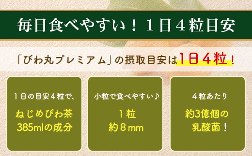 【定期便 全6回】≪6ヶ月連続で毎月お届け≫ びわ丸プレミアム ≪1回あたり(120粒入×1袋) ≫  健康補助食品 びわ茶含有加工食品 TO-11-NP | 国産 びわ茶 びわの葉 サプリメント 乳酸菌 ノンカフェイン ポリフェノール ネコポス 鹿児島県 南大隅町 十津川農場