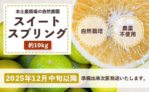 【先行予約】【数量限定】鹿児島県南大隅町産 スイートスプリング 約10kg【2025年12月中旬以降順次発送】 SK-11 | 柑橘 フルーツ 国産 果物 みかん 期間限定 数量限定 産地直送 もぎたて 新鮮 果汁 たっぷりミカン スイートスプリング 10kg 南大隅町 鹿児島県 島子農園