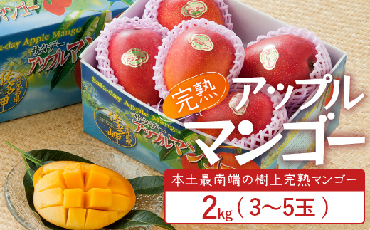 【先行予約】☆本土最南端☆佐多の果樹園で育てた 完熟アップルマンゴー 2kg (3～5玉) 【2026年7月上旬以降順次発送】 ST-408 ｜鹿児島県 南大隅 産地直送 旬 マンゴー フルーツ 果物 くだもの アップルマンゴー 詰め合わせ セット 数量限定