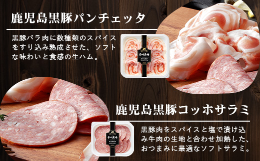 【定期便】南州農場 黒豚熟成生ハム4種食べ比べ セット 約540g 全3回 | 国産 肉 お肉 豚肉 豚 にく ぶた かごしま黒豚 生ハム 最高峰 熟成ハム コッパ パンチェッタ コッホサラミ スパイス サラミ 冷蔵 詰め合わせ 産地直送 ギフト プレゼント 贈り物 鹿児島県 南大隅町 NS-519