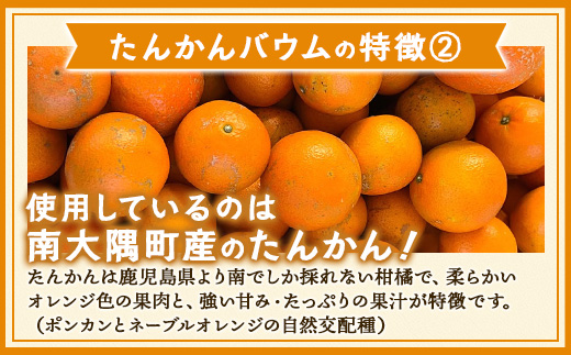 素材にこだわった南大隅町の手作りスイーツ ≪極≫ たんかん バウムクーヘン　1個