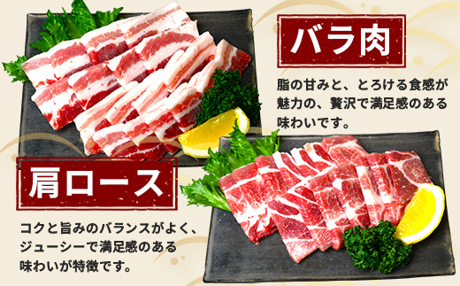 鹿児島県産 ひかり麦豚 焼肉 食べ比べ セット 600g（300g×2パック）＋ 楽塩の粗びき塩こしょう | 肉 お肉 にく 豚肉 黒豚 かごしま黒豚 ロース 肩ロース バラ肉 スライス 粗挽き 塩コショウ 冷凍 真空冷凍 産地直送 新鮮 小分け 甘み 鹿児島県 南大隅町 ひかり麦豚直売所 HM-703