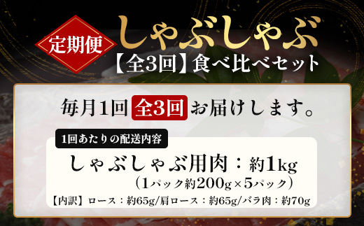 《先行受付～2026年1月中旬より順次発送～》【定期便全3回】鹿児島県産 ひかり麦豚 しゃぶしゃぶ 食べ比べセット ≪合計約3kg≫ （200g×15パック） トレーなし 冷凍 HM-14 | 肉 お肉 にく 豚肉 ロース 肩ロース バラ肉 スライス 冷凍 真空冷凍 産地直送 新鮮 小分け 甘み 産地直送 鹿児島県 南大隅町 ひかり麦豚直売所