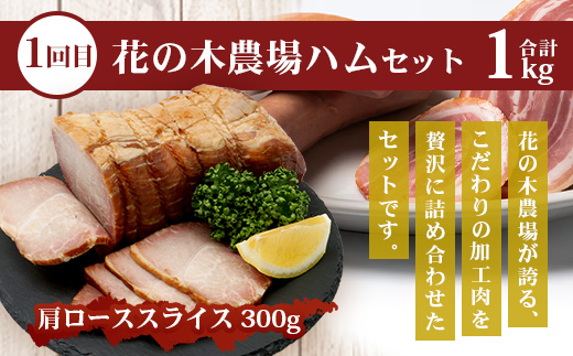 《全2回定期便》花の木農場 みんなでワイワイ大満足セット ハム 詰め合わせ 7種 1kg 豚しゃぶ 3種 900g セット HK-22│ハム ベーコン クラフトハム 人気 豚肉 しゃぶしゃぶ 豚しゃぶ スライス バラ ロース モモ 鍋 肉 国産 ノウフク 農福連携 鹿児島県 南大隅町 第2花の木ファーム