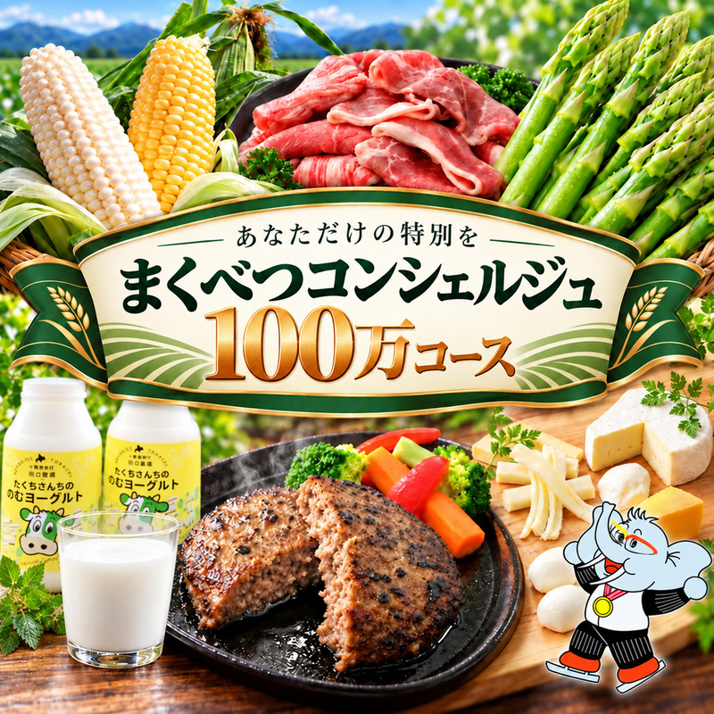 【幕別を知り尽くす】あなただけの特別を まくべつコンシェルジュ　返礼品おまかせ 100万コース [ 幕別町役場 定期便 ギフト 贈答 おまかせ おすすめ グルメ よつ葉 豚肉 ハンバーグ 詰め合わせ 観光 パークゴルフ 温泉 気球 体験 ]