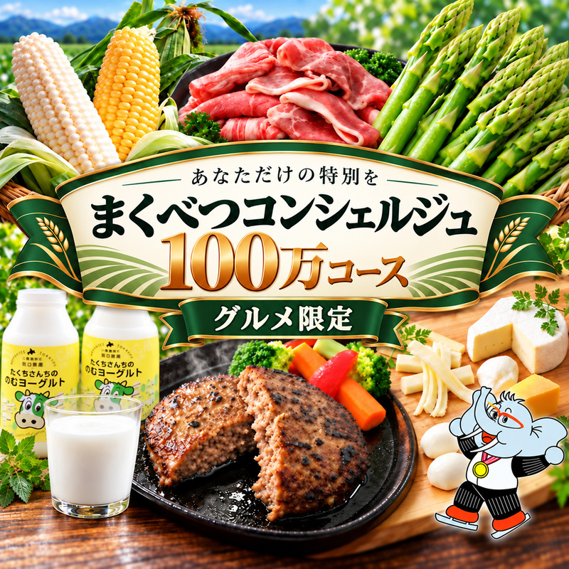 【グルメ満喫】あなただけの特別を まくべつコンシェルジュ　返礼品おまかせ 100万 グルメ限定コース [ 幕別町役場 定期便 ギフト 贈答 おまかせ おすすめ よつ葉 豚肉 ハンバーグ 詰め合わせ ]