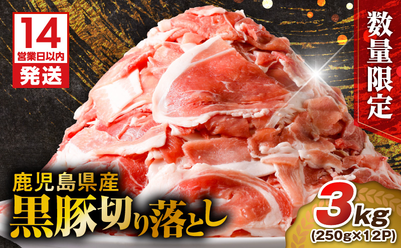 【14営業日以内に発送】 【数量限定】鹿児島県産 黒豚切り落とし 3kg　K025-001_06