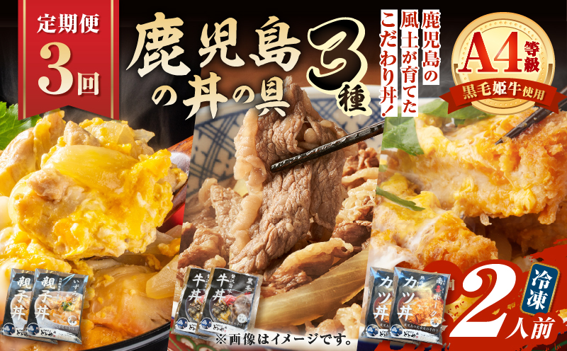 【全3回定期便】鹿児島の丼の具3種セット（2人前）　K258-T05_02a