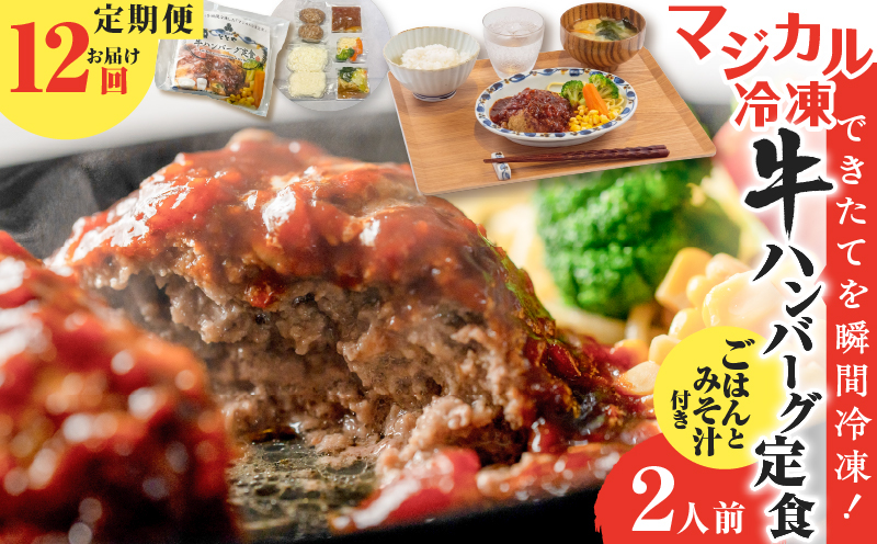 【全12回定期便】マジカル冷凍牛ハンバーグ定食　K258-T03_c