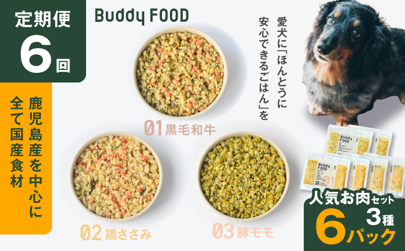 【全6回定期便】Buddy FOOD 人気お肉セット 3種6パック　K390-T14_b
