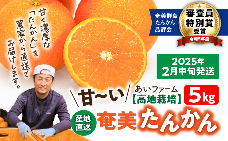 【10月1日価格改定（値上げ）予定】【2025年先行予約分】【高地栽培】産地直送☆甘〜い奄美たんかん5kg　A054-001