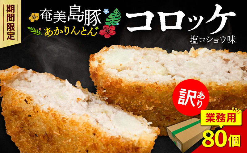 【訳あり】奄美島豚あかりんとんコロッケ【業務用】塩コショウ味 80個入　A008-005