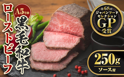 A0-08 ＜5等級＞鹿児島県産黒毛和牛ローストビーフ(250g・専用ソース付き) ふるさと納税 伊佐市 特産品 鹿児島 九州産 牛肉 国産 贈り物 冷凍 冷凍便【お肉の直売所 伊佐店】