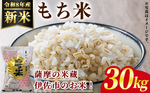 isa1112 ＜先行予約受付中！2026年11月中旬以降順次発送＞令和8年産 新米 鹿児島県産もち米(30kg) 国産 鹿児島県 餅米 お米 新米 おはぎ 赤飯 おこわ 伊佐米 【赤崎農園】