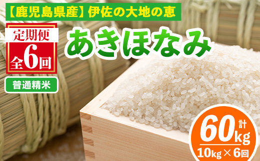 isa519-A 【定期便6回】 ＜普通精米＞令和7年産 鹿児島県伊佐産あきほなみ (合計60kg・計10kg×6ヵ月) 国産 白米 精米 伊佐米 お米 米 生産者 定期便 あきほなみ 【Farm-K】