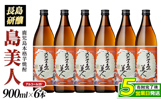 本格焼酎 さつま島美人(900ml×6本)【町内酒販業者】nagashima-7240