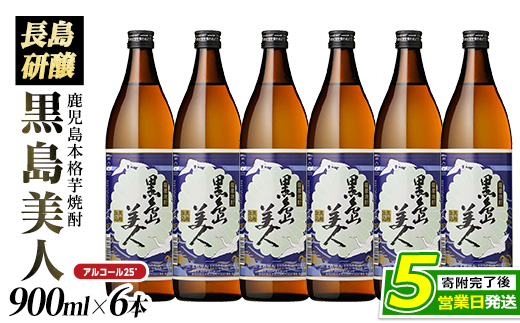 本格焼酎 黒島美人(900ml×6本)【町内酒販業者】nagashima-7241