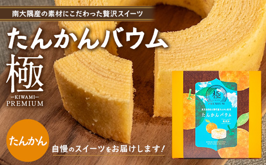 素材にこだわった南大隅町の手作りスイーツ ≪極≫ たんかん バウムクーヘン　1個