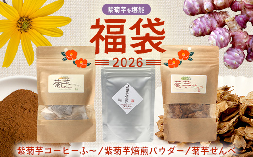 【福袋】紫菊芋たっぷり堪能３種セット SK-16-fb｜ コーヒー 菊芋 紫菊芋 コーヒー パウダー 菊芋せんべ ノンカフェイン 野菜茶 きくいも お茶 焙煎 ギフト グルメ 鹿児島県 南大隅町 島子農園 福袋