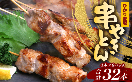 鹿児島県産 ひかり麦豚 串焼きとん 計32本（4本×8パック）冷凍　HM-9 | 肉 お肉 にく 豚肉 焼豚 串焼 冷凍 BBQ おつまみ 加工品 真空冷凍 産地直送 新鮮 小分け 産地直送 鹿児島県 南大隅町 ひかり麦豚直売所
