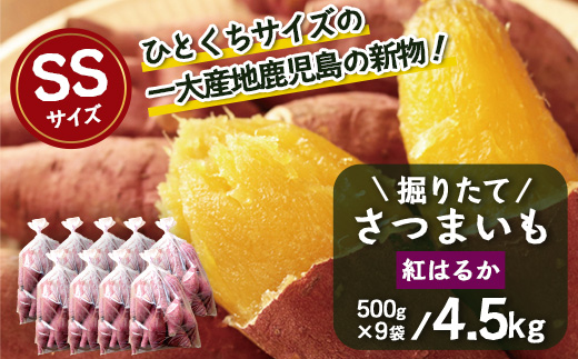 【期間限定！数量限定！】掘りたて さつまいも 紅はるか 4.5kg (500g×9袋) SSサイズ (自宅で簡単レシピ付き）FR-7 | 秋の味覚 2026年秋収穫 新物 さつまいも サツマイモ 感動サツマイモ 焼き芋 べにはるか 小ぶり 野菜 おやつ おかず お弁当 煮物 芋ごはん 味噌汁 産地直送 鹿児島県 南大隅町 株式会社フォレスト