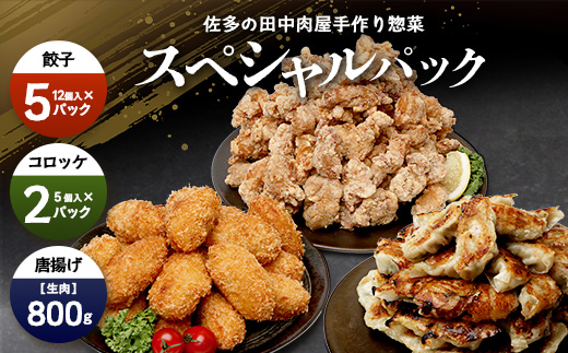 佐多の田中肉屋 スペシャルパック（餃子・コロッケ・味付唐揚げ）冷凍便 | 国産 お惣菜 手作り 餃子 ギョーザ やみつき ニンニク から揚げ 若鶏唐揚げ 鶏肉 揚げるだけ コロッケ 大容量 おかず 弁当 おつまみ 保存料不使用 簡単調理 産地直送 鹿児島県 南大隅町 田中精肉店 TA-405