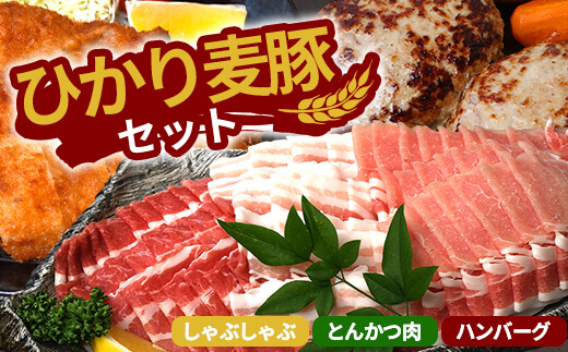 ひかり麦豚　しゃぶしゃぶ 食べ比べ + とんかつ肉 ＋ ハンバーグ セット