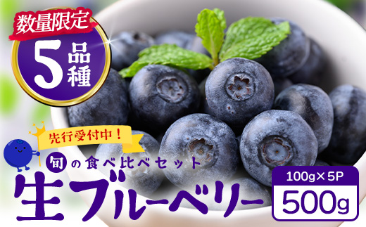 【2027年先行予約】南大隅産 (生) ブルーベリー 食べ比べセット (5品種を1パックずつ) 100g×5P BO-2｜ ブルーベリー 生 大粒 小分け 旬 産地直送 果物 フルーツ くだもの 新鮮 農園 冷蔵 鹿児島県 南大隅町 本土最南端からお届けします！