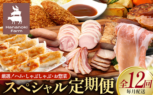 【全12回定期便】厳選！花の木農場スペシャル定期便 HK-28│定期便 ハム ベーコン クラフトハム 人気 豚肉 しゃぶしゃぶ 豚しゃぶ スライス バラ ロース モモ 鍋 惣菜 おかず お弁当 肉 国産 ノウフク 農福連携 鹿児島県 南大隅町 第2花の木ファーム