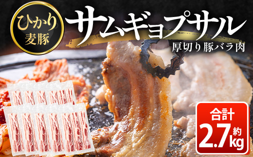サムギョプサル用 厚切り豚バラ肉 約2.7kg ひかり麦豚 トレーなし HM-21 ｜ サムギョプサル 肉 お肉 にく 豚肉 バラ肉 厚切り 冷凍 真空冷凍 小分け 焼肉 BBQ 産地直送 鹿児島県 南大隅町 ひかり麦豚直売所